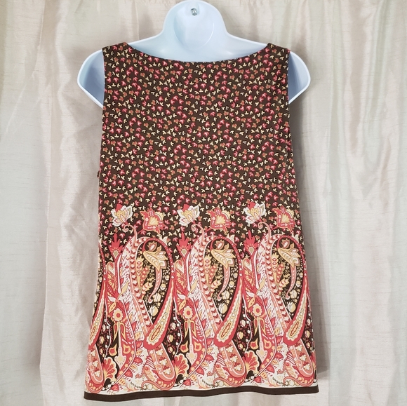 NWOT Talbots brown pink orange floral paisley silk blouse top Womens 14 - Picture 8 of 8